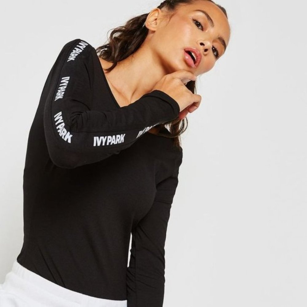 IVY PARK logo sleeve bodysuit black